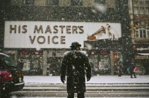 man in snow storm hmv